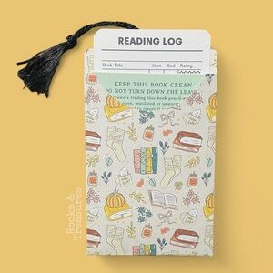 library Card Bookmark Pouch with TBR & Reading Log - Halloween Cozy Theme